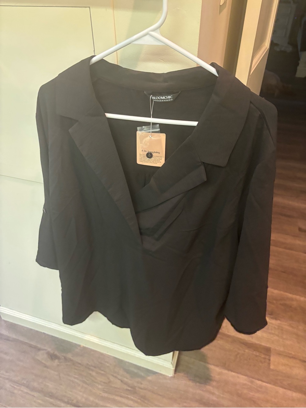 BloomChic Black V-Neck Collared Top